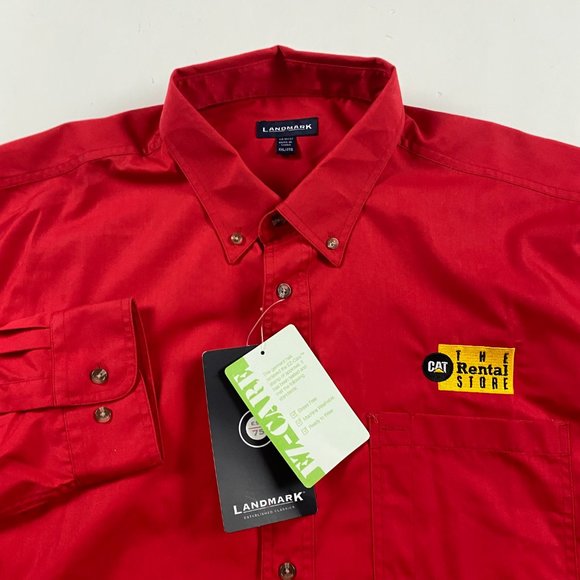 NWT Caterpillar CAT The Rental Store Button Down Shirt Mens 2XL Red Cotton XXL - Picture 7 of 13